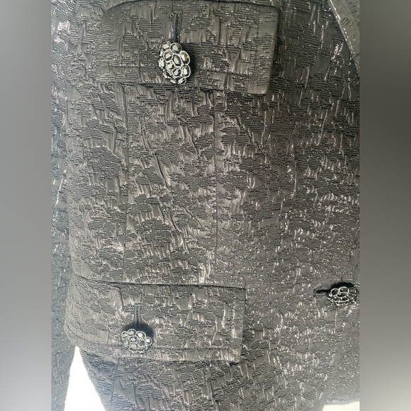St. John Couture Designer Textured Black Women's Blazer Luxury Jacket - Picture 3 of 8